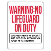 40323 | Warning: No Lifeguard on Duty Sign (Oregon Compliant)